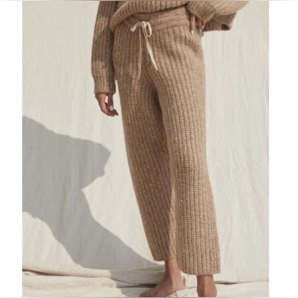 NWT Lunya Chunky Wool Crop Pant L in Ginger Tan